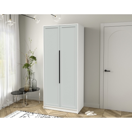 Шкаф распашной Тренд КТ-Ш2 (Белый платинум ЛДСП/ Грэй ЛМДФ) Ш918 В2128 Г547 Шкаф распашной Тренд КТ-Ш2 (Белый платинум ЛДСП/ Грэй ЛМДФ) Ш918 В2128 Г547